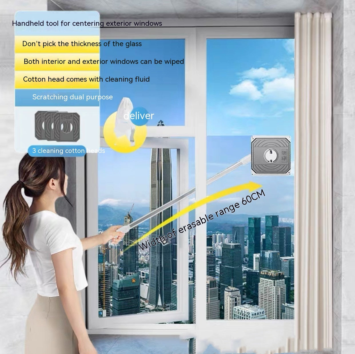 Eco-Friendly Double-Sided Glass Wiper for High Rise Windows