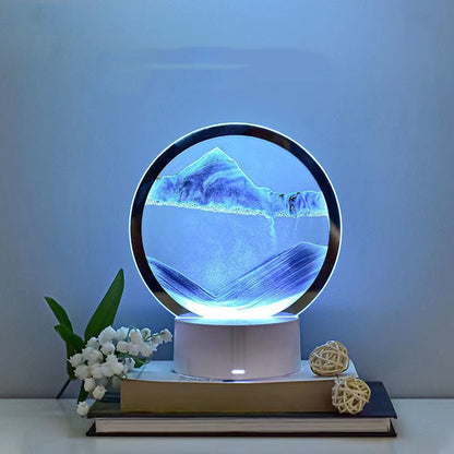 EcoGlow 3D Quicksand Lamp providing sustainable bedside ambiance