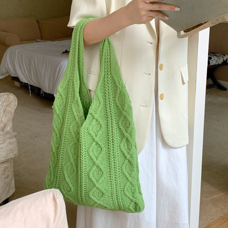 Eco-Chic Retro Knitted Tote Bag