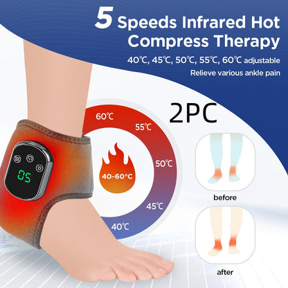 5-Speed Heating & 3-Speed Vibration Ankle Massager – Gray