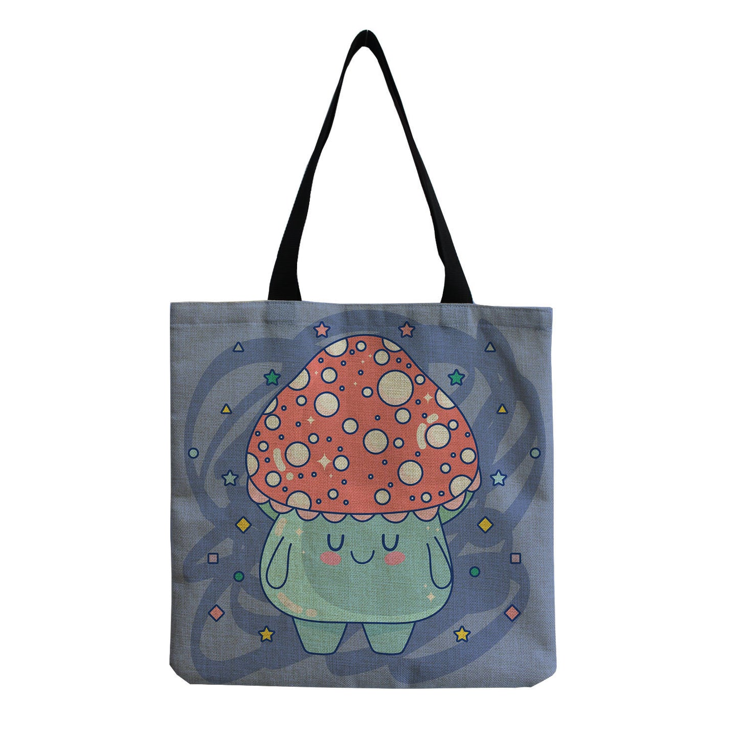 Cartoon Mushroom One Shoulder Reusable Tote Bag