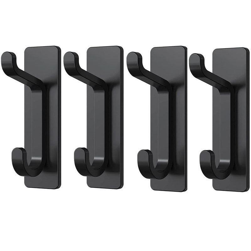 Stainless Steel Wall Hook – 4 Pack – Black / Brushed