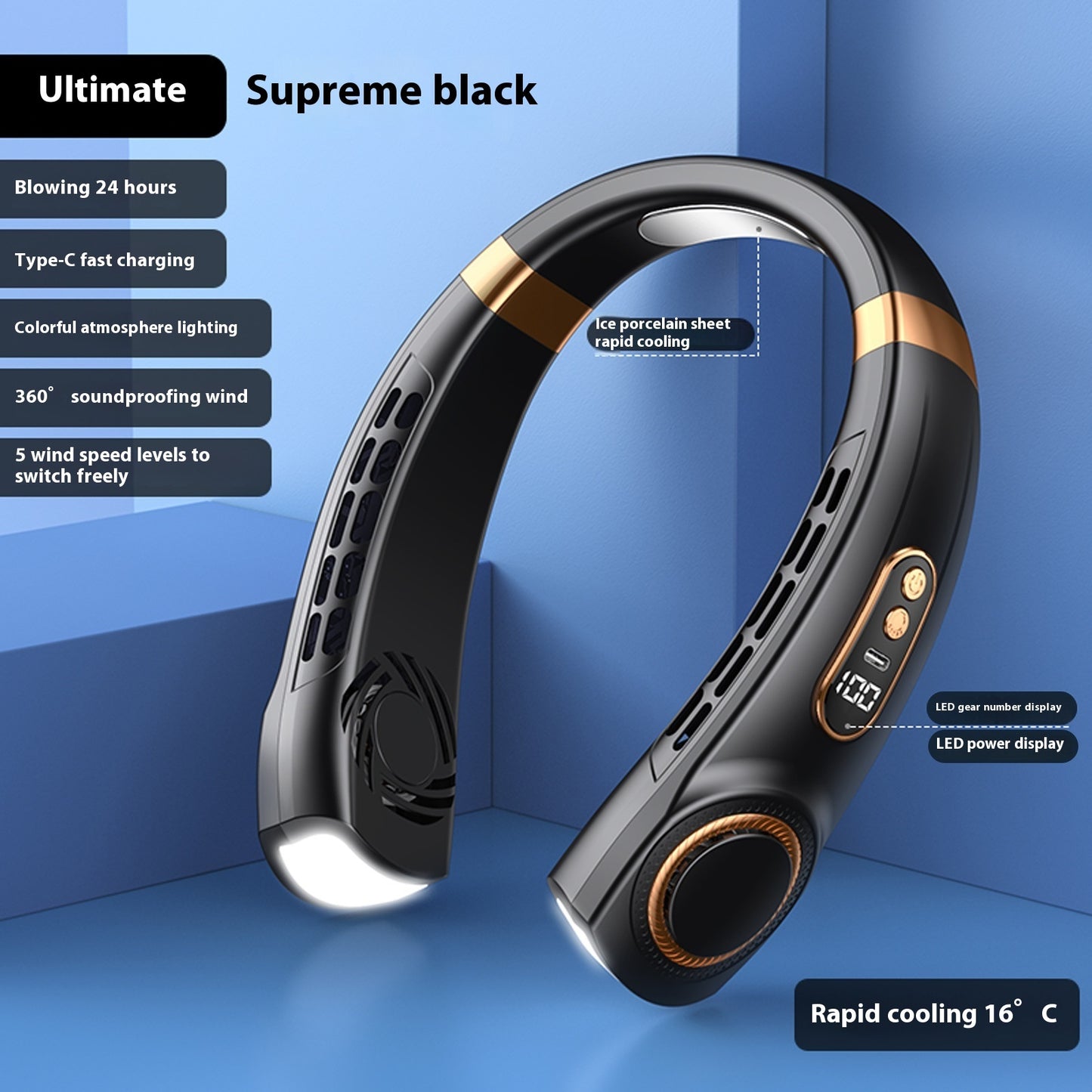Eco-Friendly Portable Neck Fan - Hands-Free Cooling with Rechargeable Battery