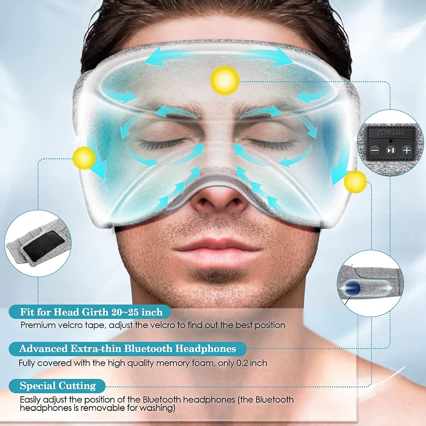 Sleep Mask with Built-In White Noise for Enhanced Sleep
