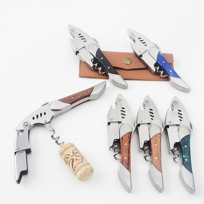 Eco-Friendly Fish-Shaped Corkscrew and Bottle Opener with Wooden Handle
