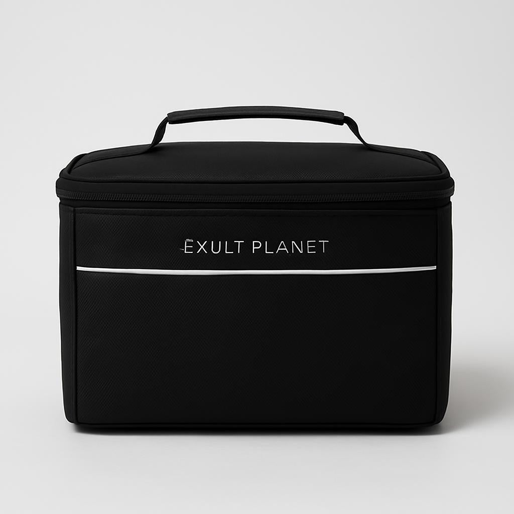 Eco-Friendly Picnic Bag - Blue Canvas with Brown Accents