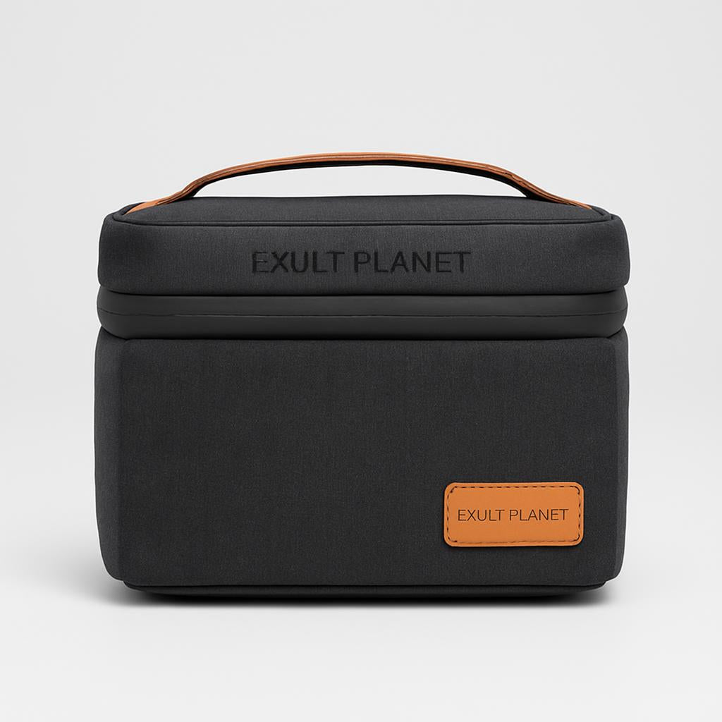 Eco-Friendly Picnic Bag - Blue Canvas with Brown Accents