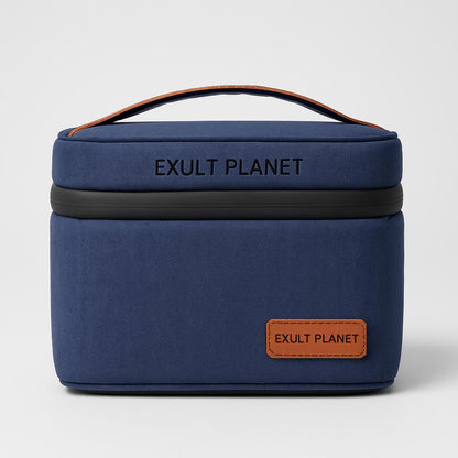 Eco-Friendly Picnic Bag - Blue Canvas with Brown Accents