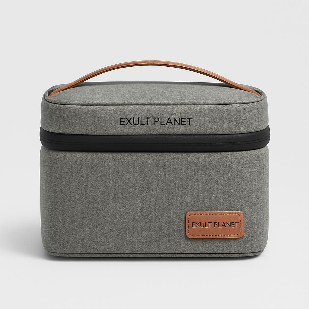 Eco-Friendly Picnic Bag - Blue Canvas with Brown Accents