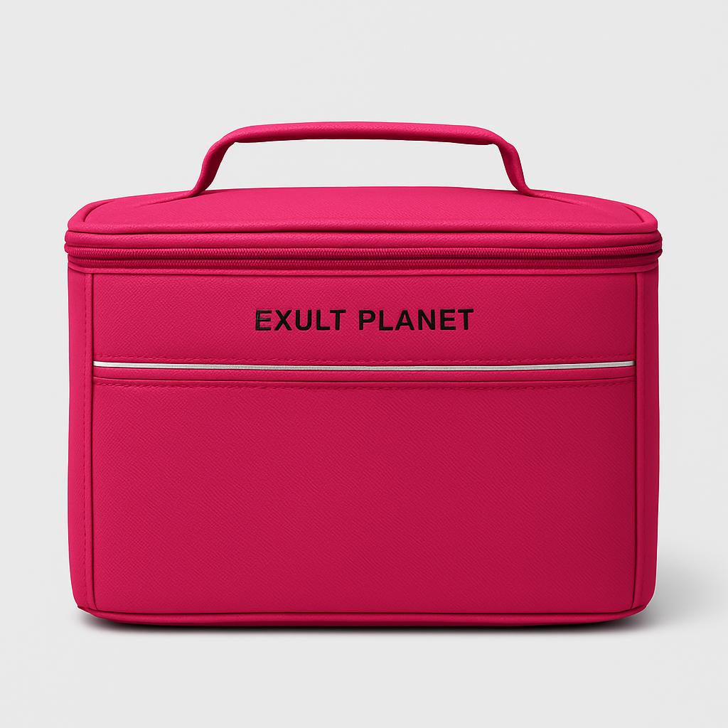 Eco-Friendly Picnic Bag - Blue Canvas with Brown Accents