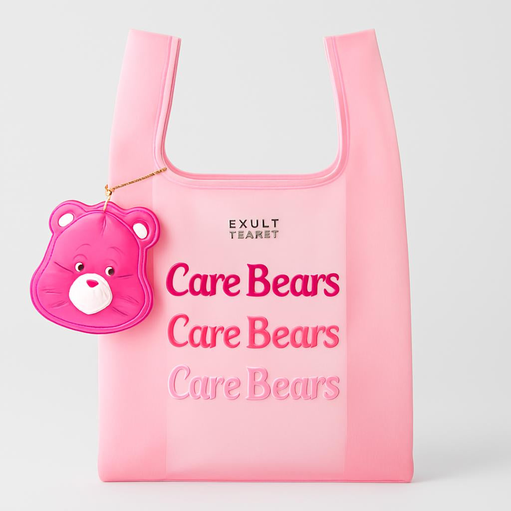 Eco-Friendly Reusable Shopping Bags with Bear Pouches - Purple, Pink, Blue