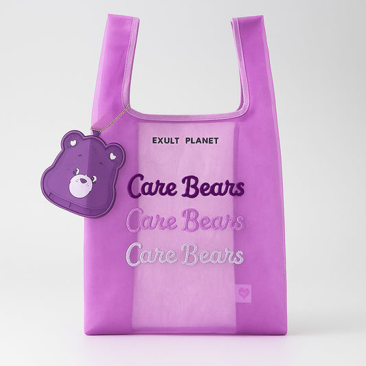 Eco-Friendly Reusable Shopping Bags with Bear Pouches - Purple, Pink, Blue