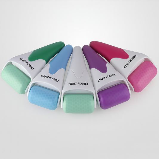 Green & White Ice Roller for Face and Body - Eco-Friendly Facial Massager