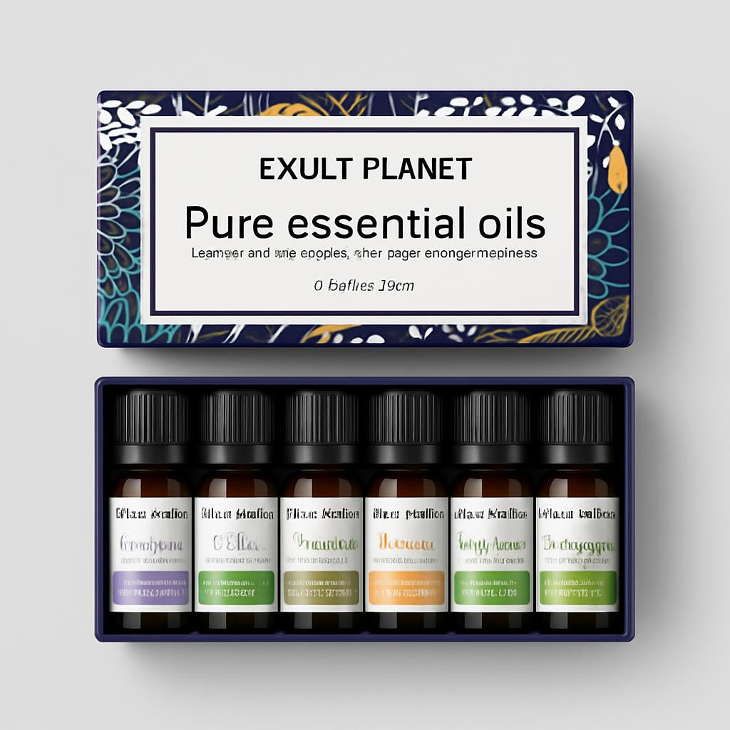 Natural Aromatherapy Essential Oils Set - Eco-Friendly Glass Bottles