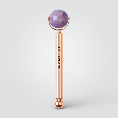 Rose Gold Facial Roller with Interchangeable Stone Heads for Skincare