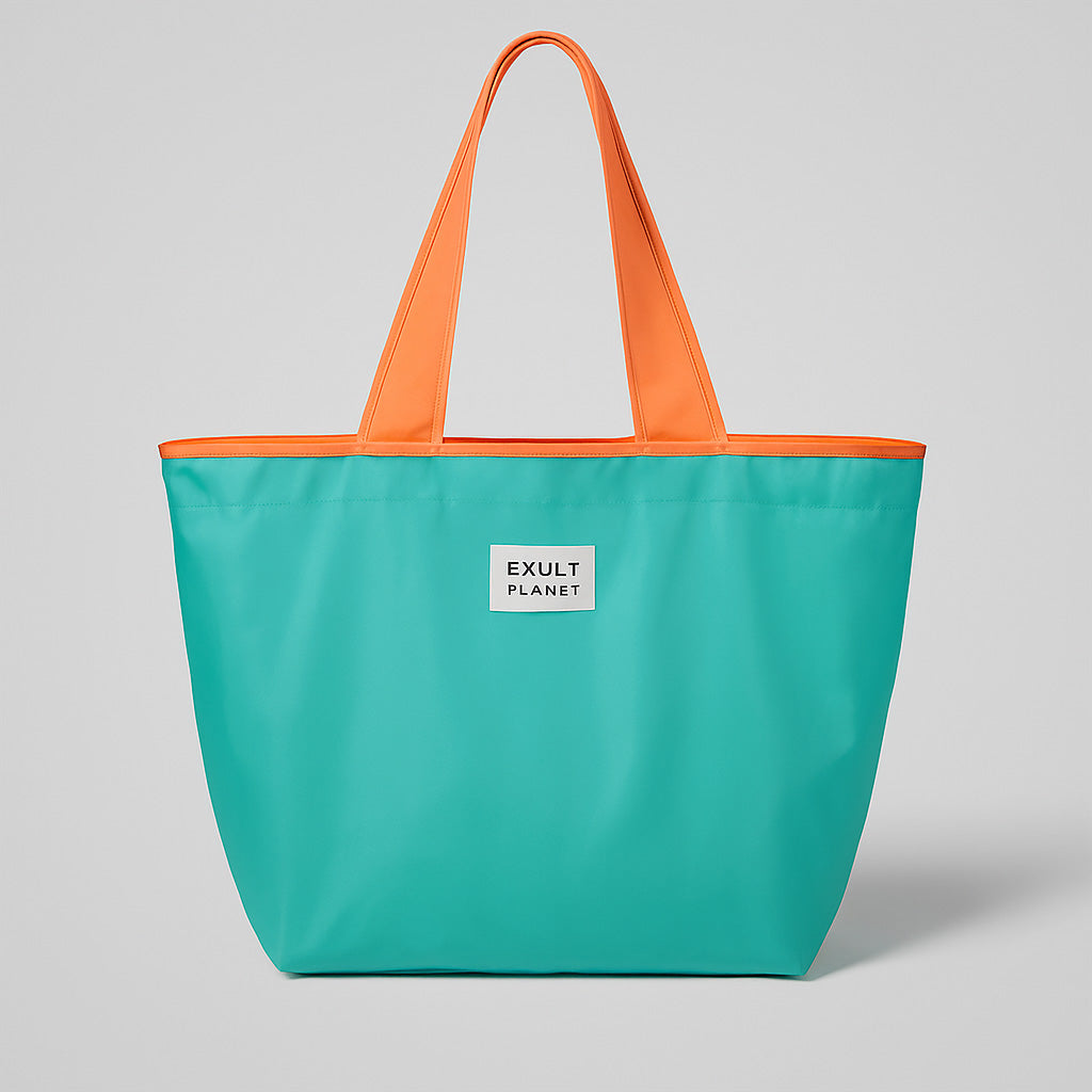 Eco-Friendly Turquoise Reusable Drawstring Tote Bag for Groceries and Beach