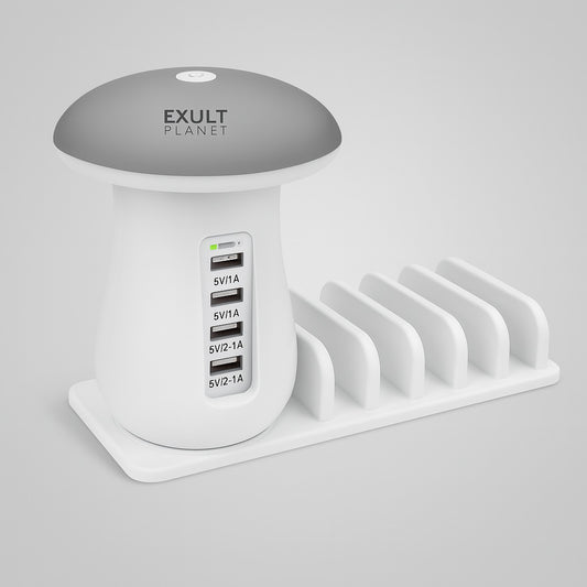 Mushroom LED Lamp with Charging Station - Energy Efficient Desk Light