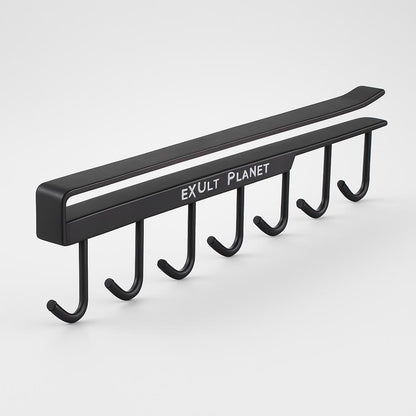 Space-Saving Under-Shelf Mug Holder - Black Metal Hook Rack