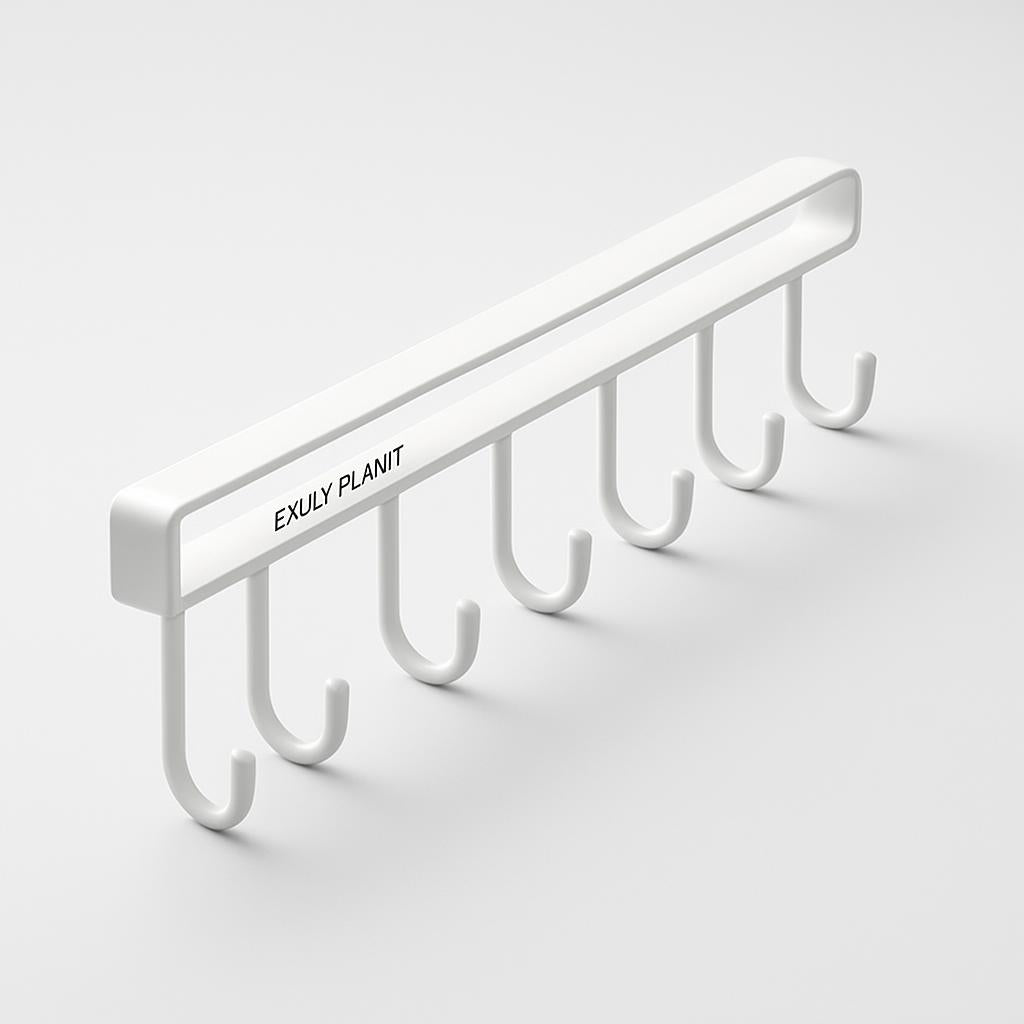 Space-Saving Under-Shelf Mug Holder - Black Metal Hook Rack