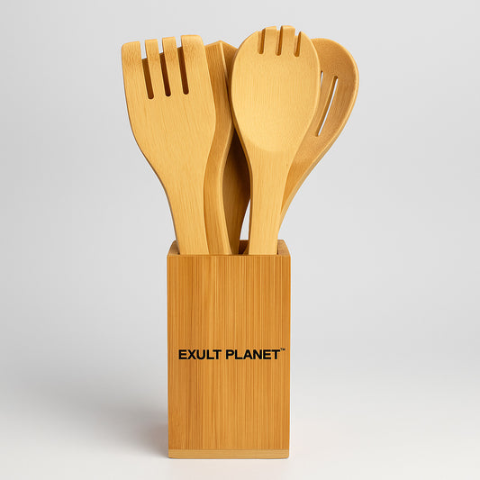 Eco-Friendly Bamboo Kitchen Utensil Set - Sustainable Cooking Spoons & Spatulas