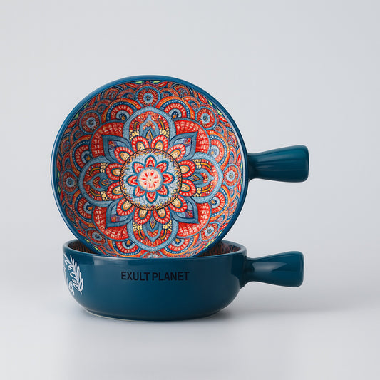 Eco-Friendly Multicolored Ceramic Salad and Dessert Bowls