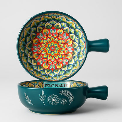 Eco-Friendly Multicolored Ceramic Salad & Dessert Bowls