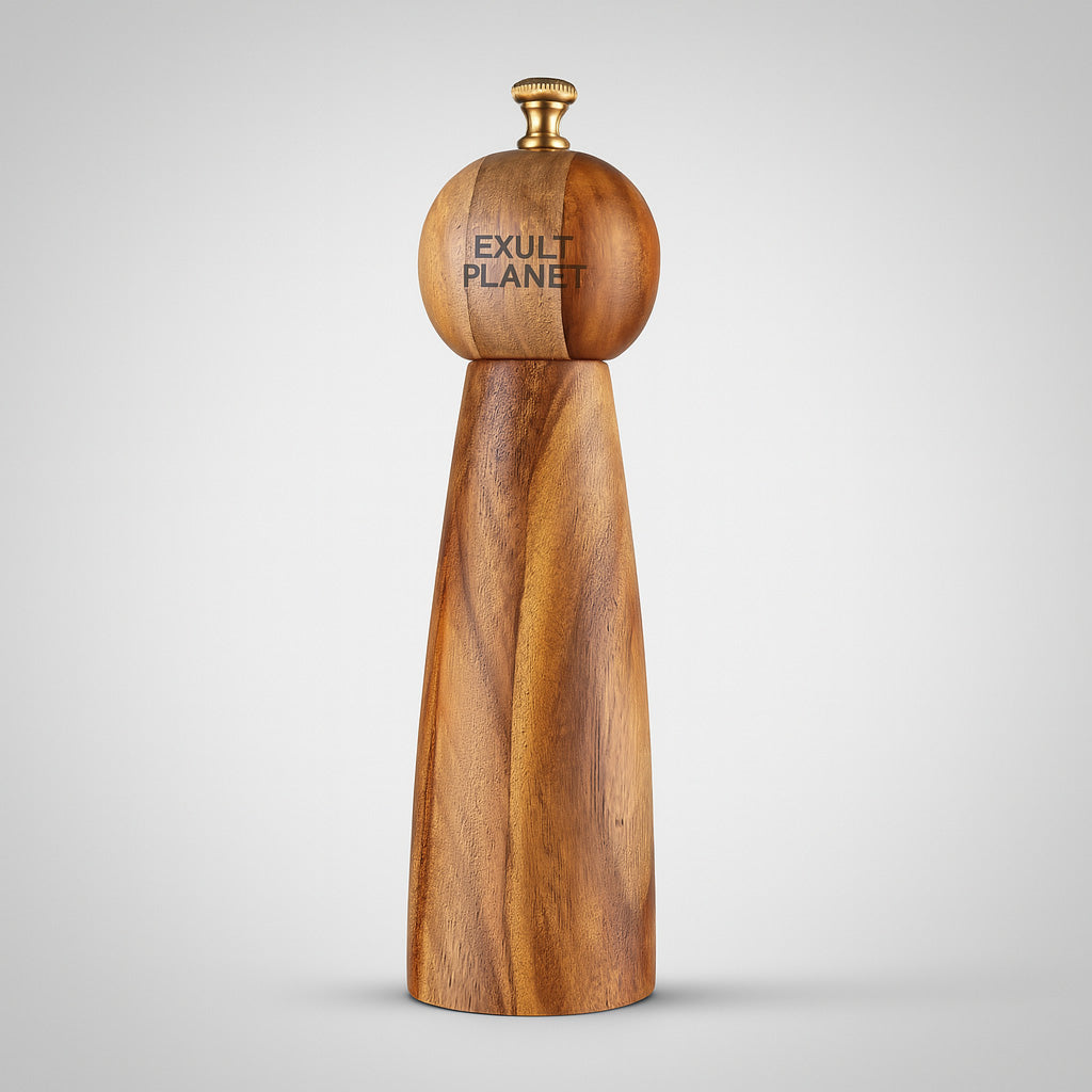 Natural Wood Salt and Pepper Grinder Set - Eco-Friendly Kitchen Essential