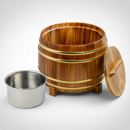 Eco-Friendly Wooden Barrel Rice Soaking Tub for Sustainable Cooking