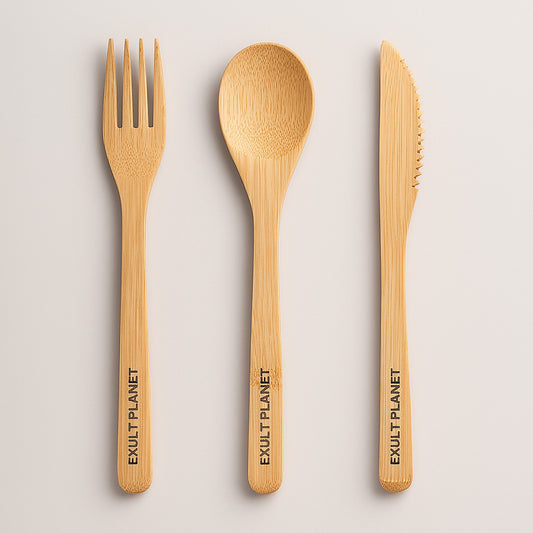 Eco-Friendly Bamboo Cutlery Set - Sustainable Fork, Spoon, Knife