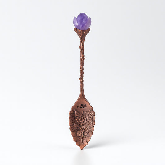 Eco-friendly Amethyst Tooth Brass Spoon for oral care