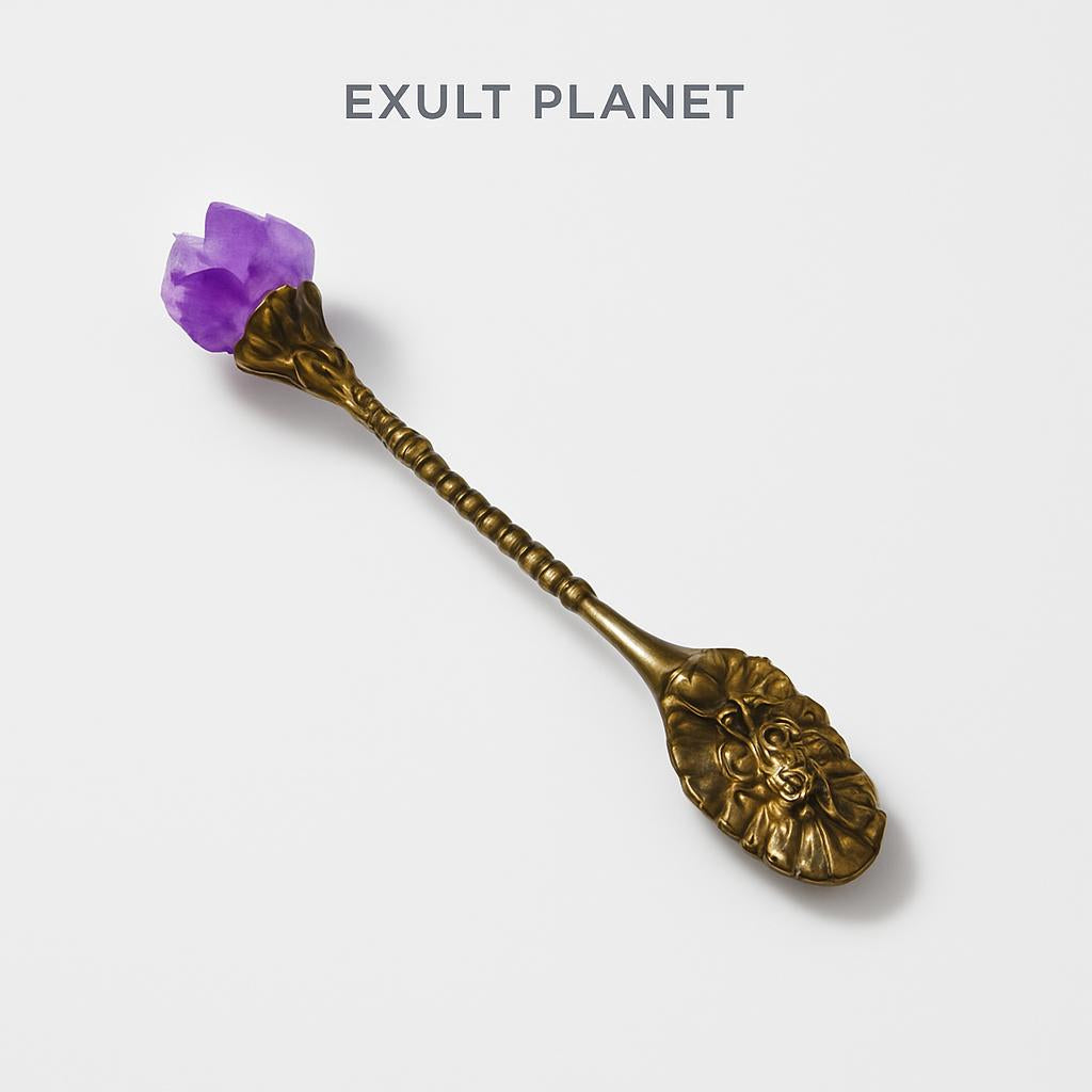 Amethyst Tooth Brass Spoon for Eco-Friendly Oral Care