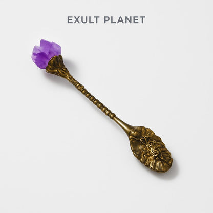Amethyst Tooth Brass Spoon for Eco-Friendly Oral Care