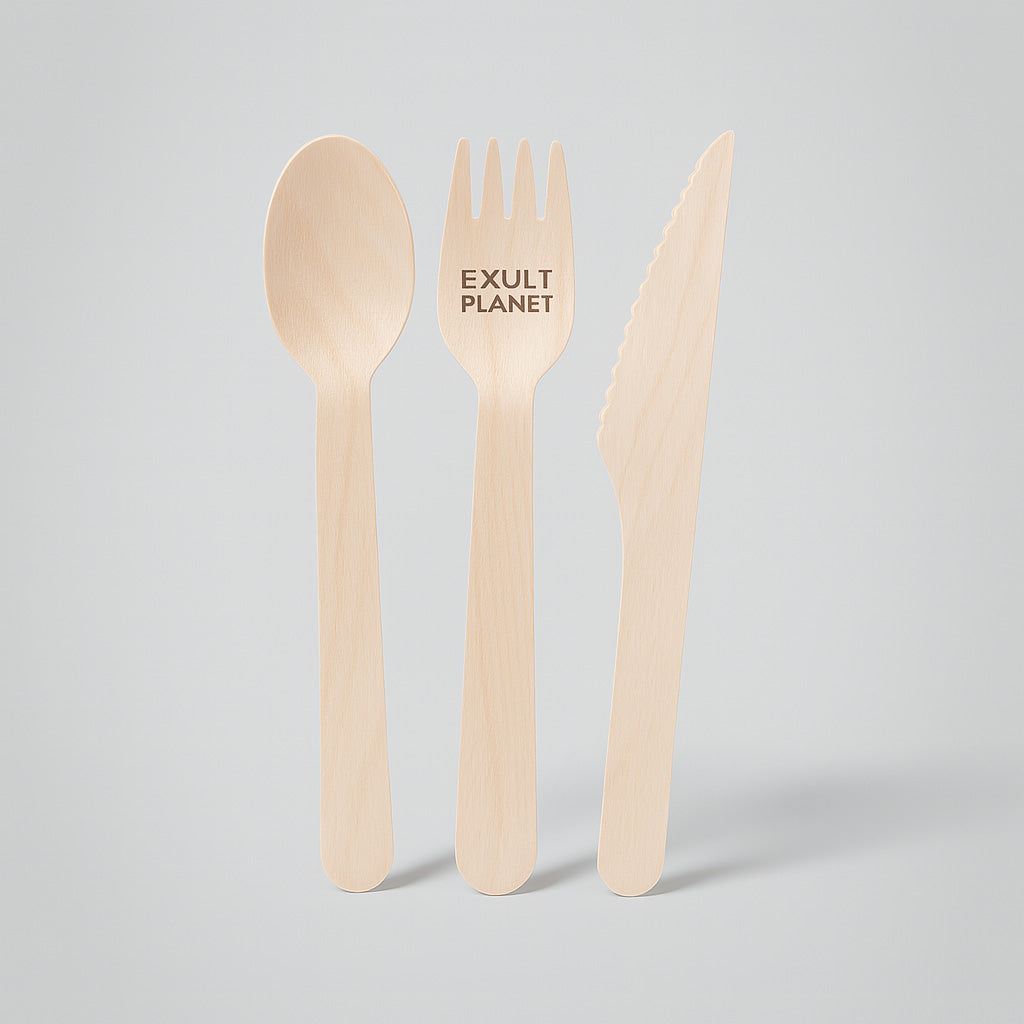 Eco-Friendly Wooden Cutlery Set - Sustainable, Biodegradable, Plastic-Free