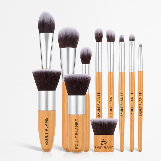 Eco-Friendly Makeup Brush Set with Bamboo Handles