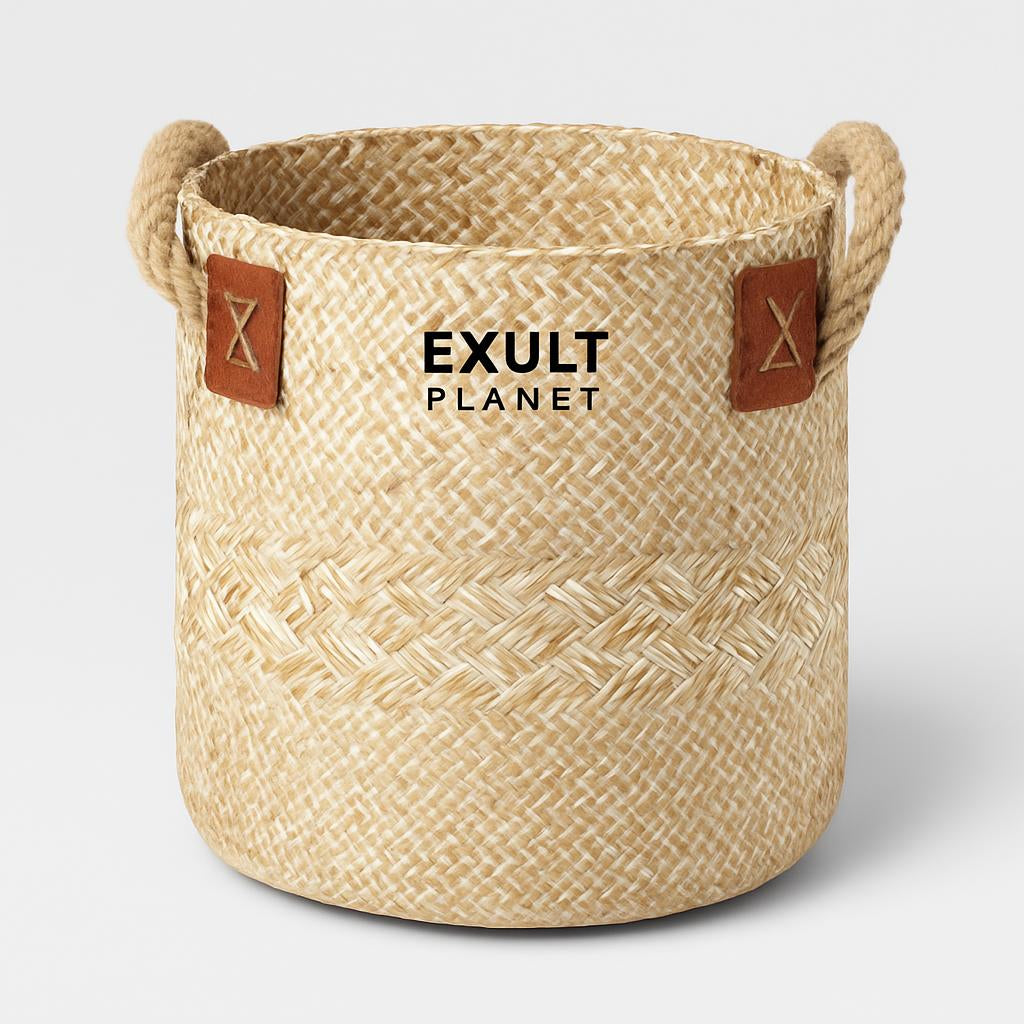 Eco-Friendly Woven Flower Pots - Natural Straw Design