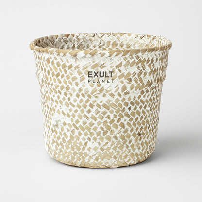 Natural Beige Woven Storage Basket for Plants and Home Decor