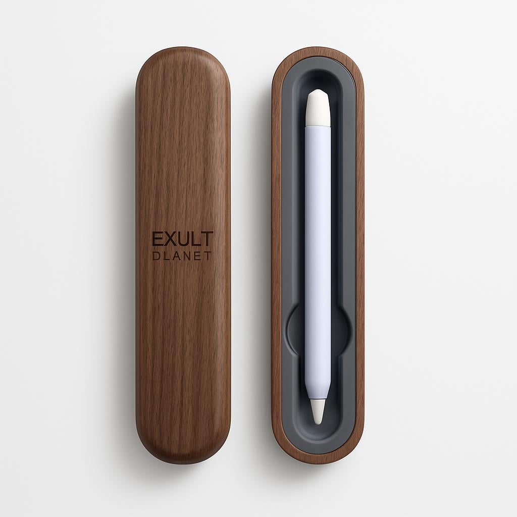 Eco-Friendly Walnut Storage Box for iPad & Stylus