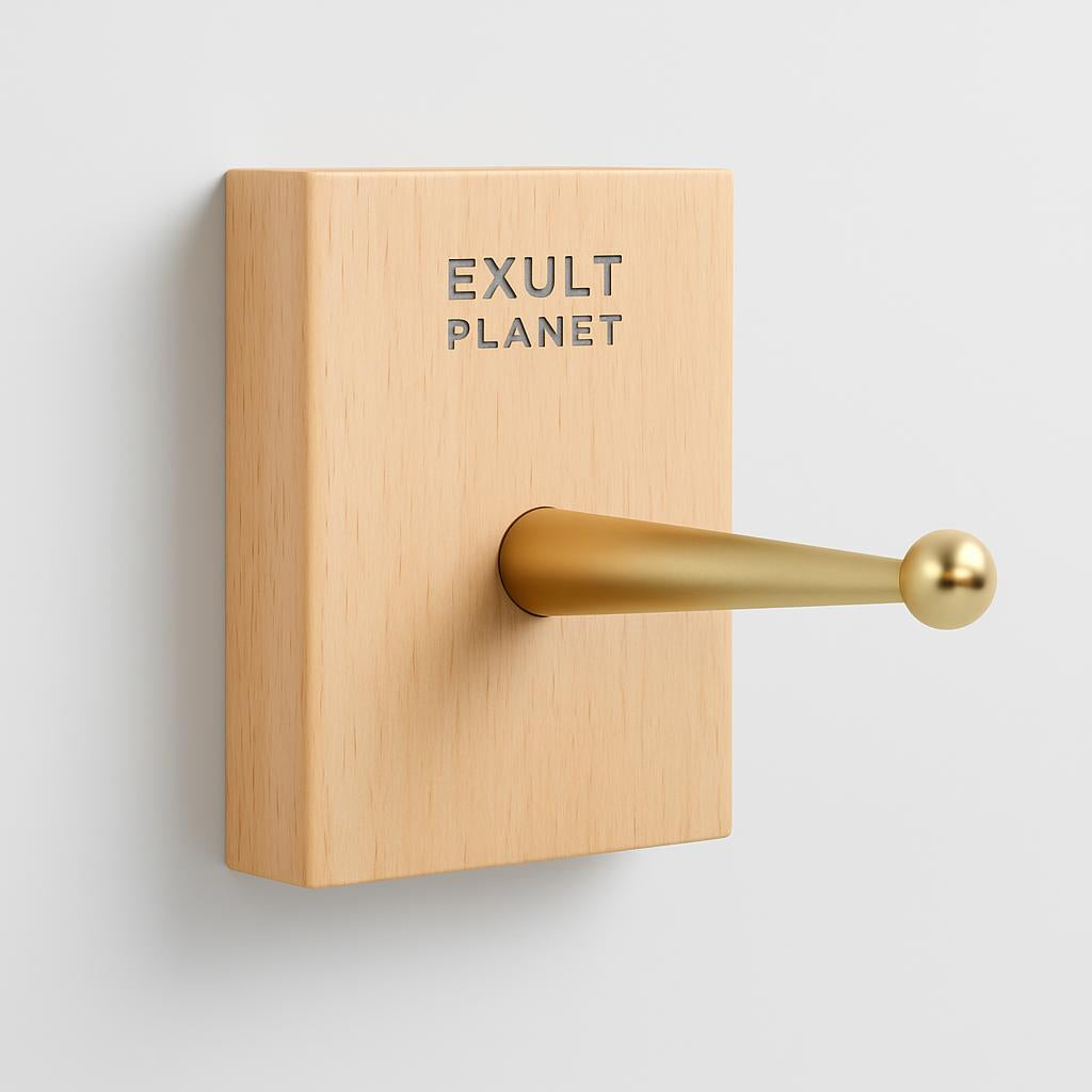 Natural Wood Wall Hook with Gold Accent