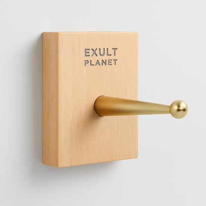 Natural Wood Wall Hook with Gold Accent