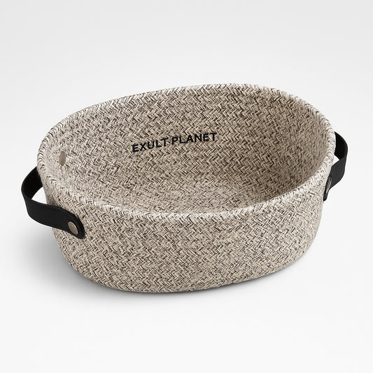 Eco-Friendly Woven Fabric Storage Baskets - Cream, Gray, Black