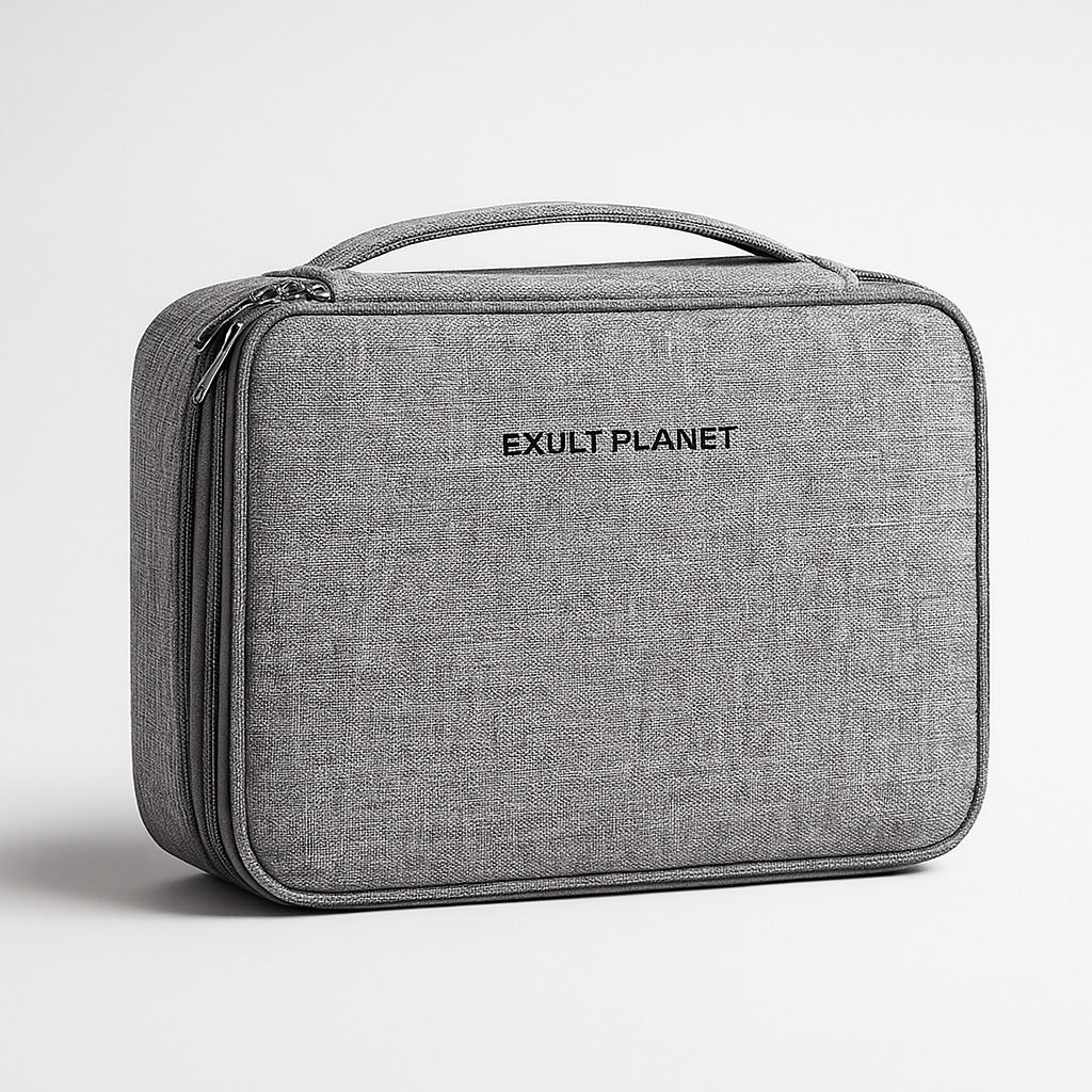 Eco-Friendly Gray Rectangular Cable Organizer Bag for Electronics