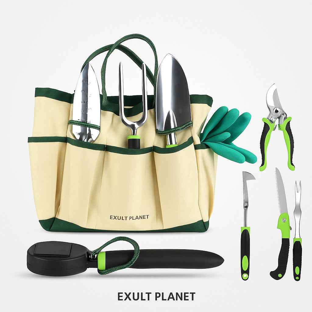 Eco-Friendly Gardening Tool Set with Durable Aluminum Tools and Reusable Bag