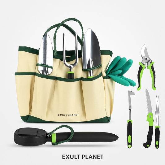 Eco-Friendly Gardening Tool Set with Durable Aluminum Tools and Reusable Bag