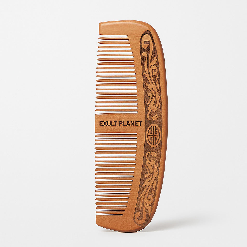 Eco-Friendly Wooden Comb Set with Decorative Engravings