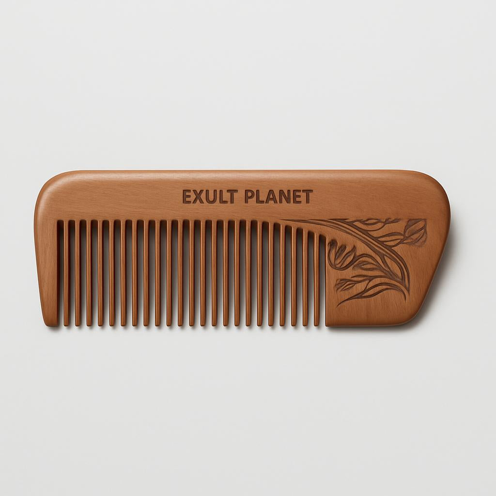 Eco-Friendly Wooden Comb Set with Decorative Engravings