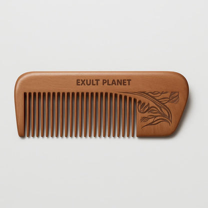 Eco-Friendly Wooden Comb Set with Decorative Engravings