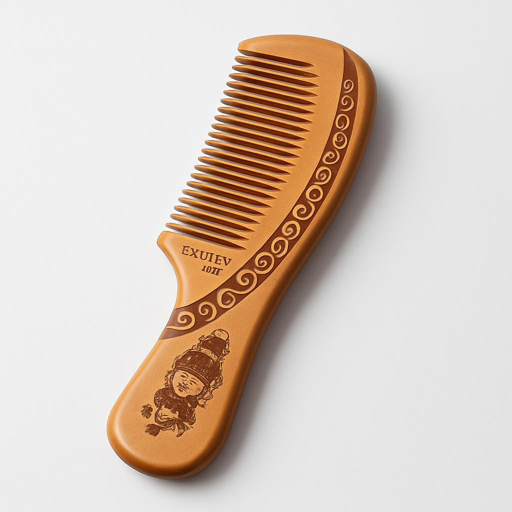 Eco-Friendly Wooden Comb Set with Decorative Engravings