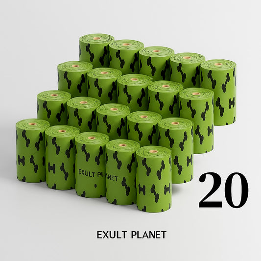 Eco-Friendly Biodegradable Dog Poop Bags - Green with Black Patterns