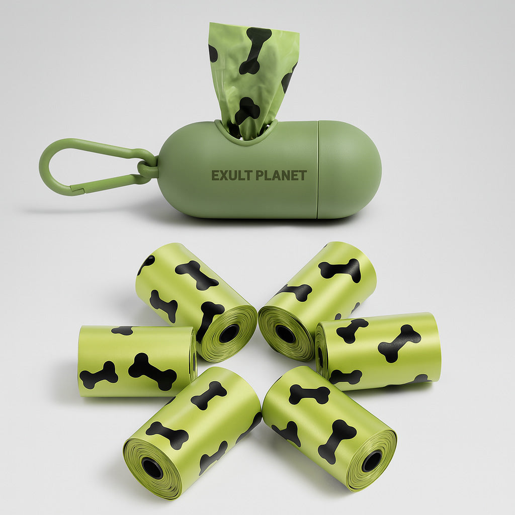 Eco-Friendly Degradable Pet Waste Bags with Dispenser - Green & Black