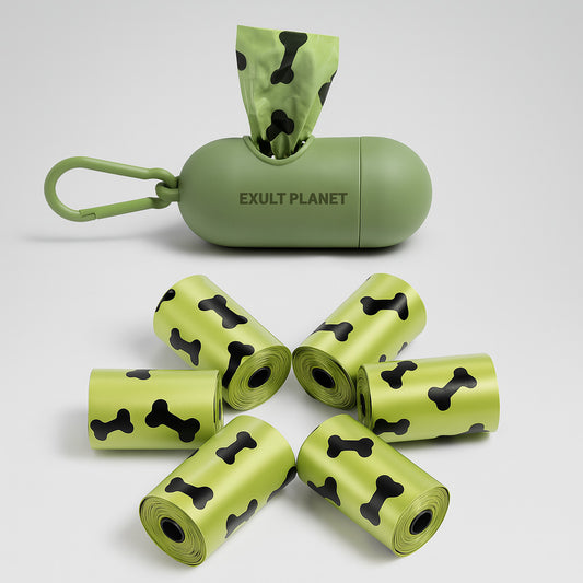 Eco-Friendly Degradable Pet Waste Bags with Dispenser - Green & Black